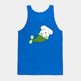 Fluffy White Dog Mermaid Tank Top